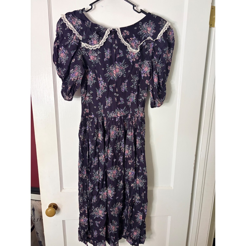 Gunne Sax Jessica McClintock Vintage Floral Lace Maxi Dress Purple Cottagecore - Picture 5 of 7